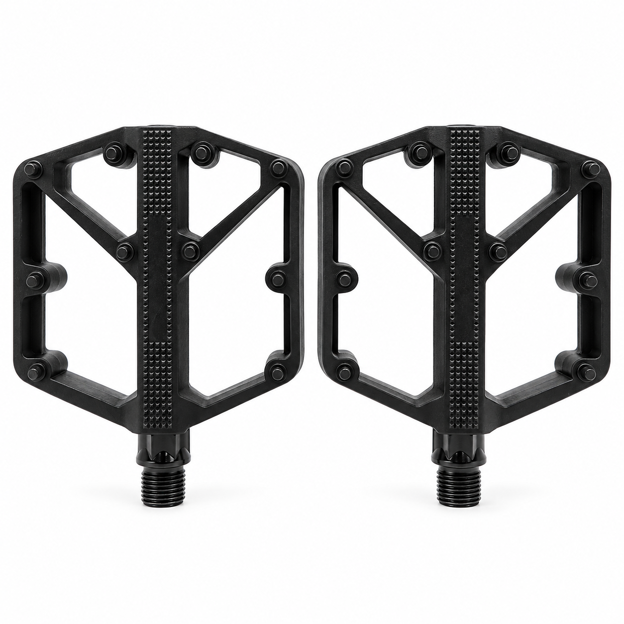 Педали велосипедные нейлоновые с шипами Feel Fit 275 г платформенные для MTB BMX 105х100 мм