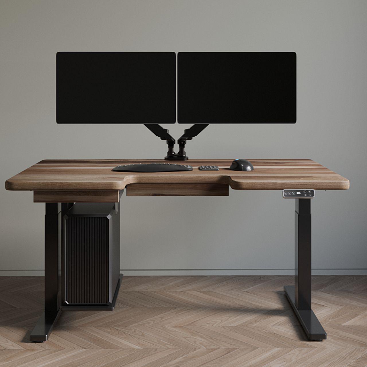 Стол TEHNOTABLE BestFit Pro с регулировкой высоты и столешницей из натурального ореха с эргономическим вырезом 1500x820x40 мм (005-19-01/020-17-02) - фото 2 Стол TEHNOTABLE BestFit Pro с регулировкой высоты и столешницей из натурального ореха с эргономическим вырезом 1500x820x40 мм (005-19-01/020-17-02) - фото 2