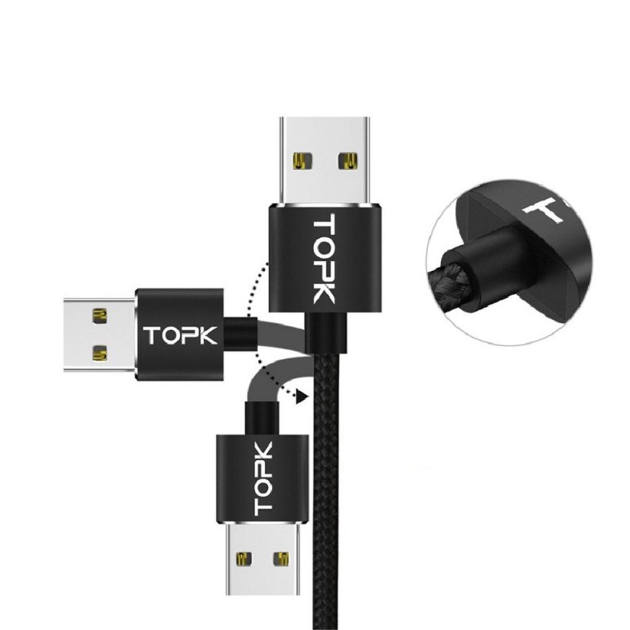 Магнитный кабель для зарядки Topk USB 1m 2.1A 360° (TK51i-VER2) Lightning Black для зарядки Iphone - фото 7