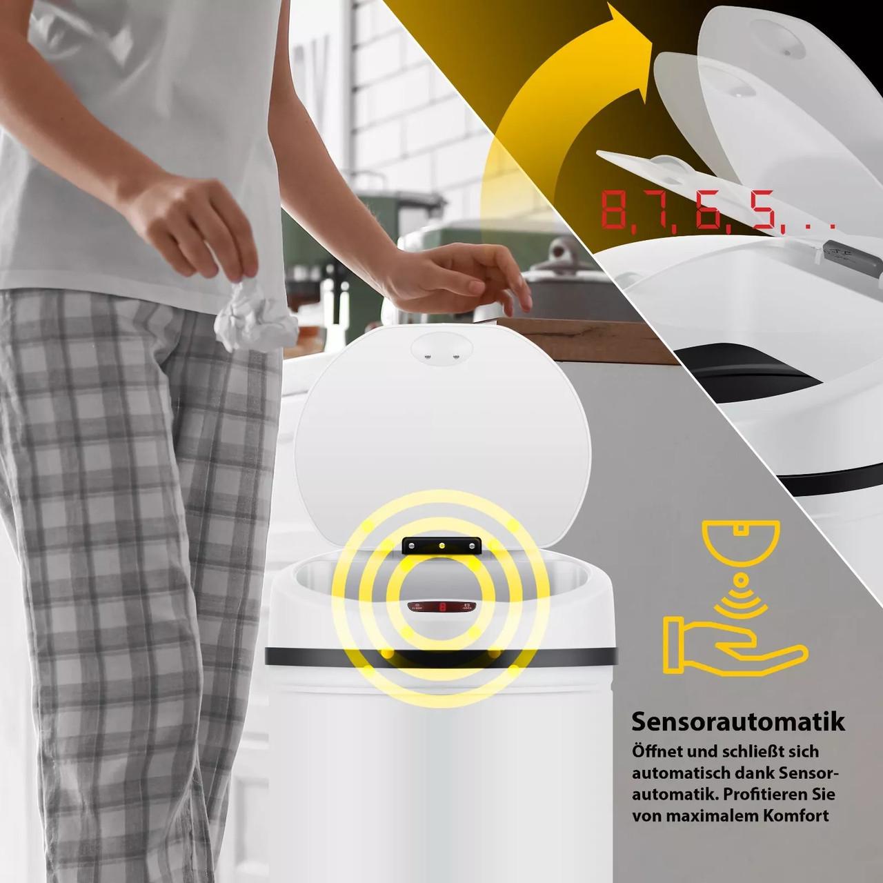 Мусорное ведро с автоматическим датчиком KESSER из нержавеющей стали 30 л White - фото 4 Мусорное ведро с автоматическим датчиком KESSER из нержавеющей стали 30 л White - фото 4