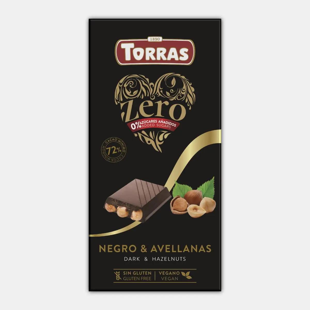 Шоколад чорний з фундуком без Цукру Torras 74 Zero 150 г (13343388)