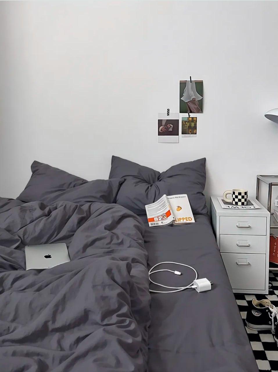 Набір постільної білизни бавовна Сімейний 150х210 наволочка 50х70 2шт Графіт (П4К-Post-ukr-0012-04) - фото 2