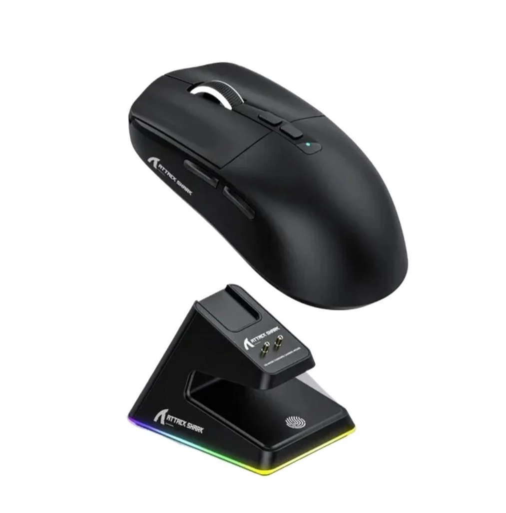 Мышка геймерская аккумуляторная attack shark X6 PixArt PAW3395 26000DPI Bluetooth/2,4G Black (X6-3395B)