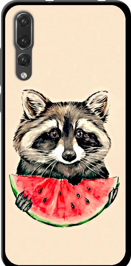 Чехол на Huawei P20 Pro Енотик с арбузом (4605b-1470-42517)