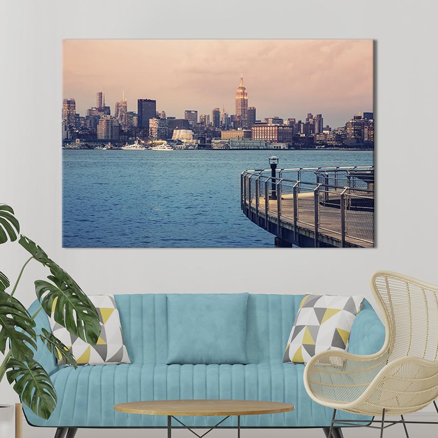 Настенный декор картина на холсте для интерьера Обзорная площадка в Нью-Йорке 51x34 см (369-1)