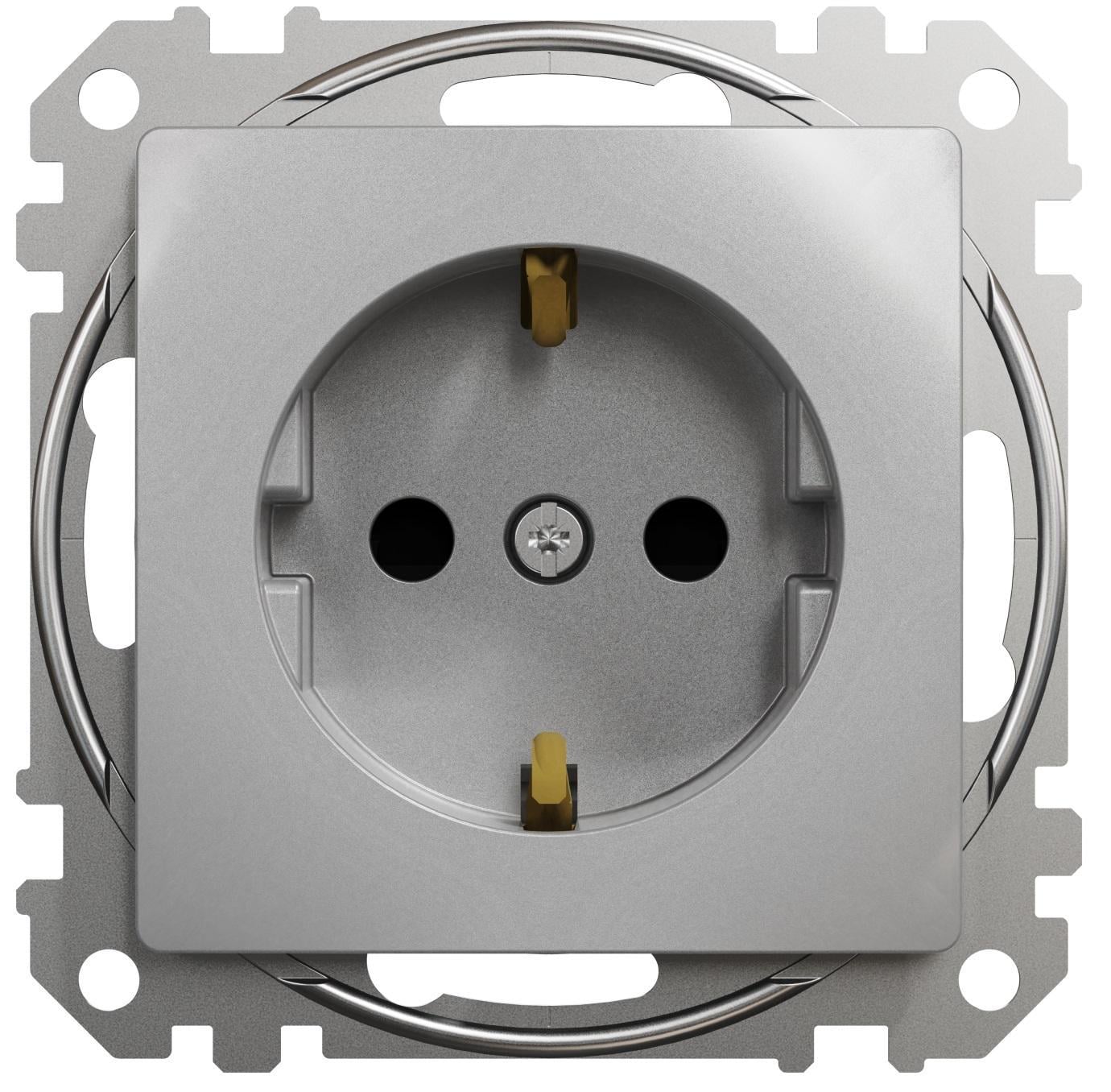 Розетка одинарная с заземлением Schneider Electric Sedna Design со шторками Алюминиевый (00000023770) Розетка одинарная с заземлением Schneider Electric Sedna Design со шторками Алюминиевый (00000023770)