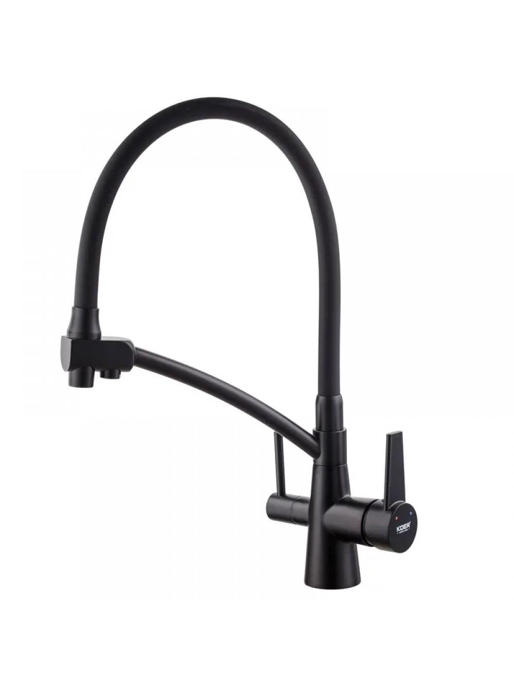 Смеситель для кухни KOER KB-72003-05 с силиконовым изливом и выходом для питьевой воды (KR3376)