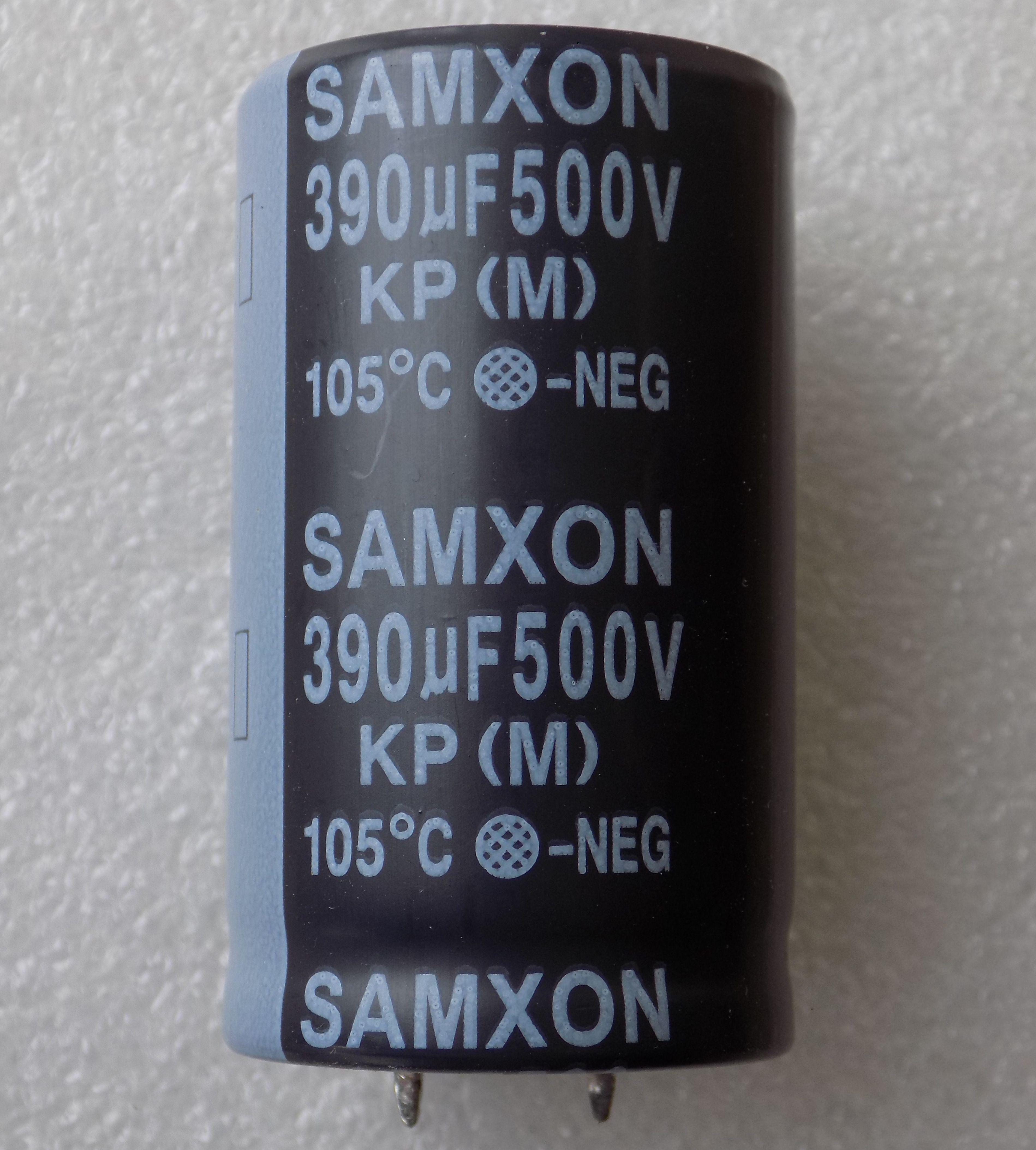Конденсатор электролитический 390uF 500V 85C 390 мкФ 500В 85 град/390x500x85 град жесткие выводы 30x50 мм (51989)