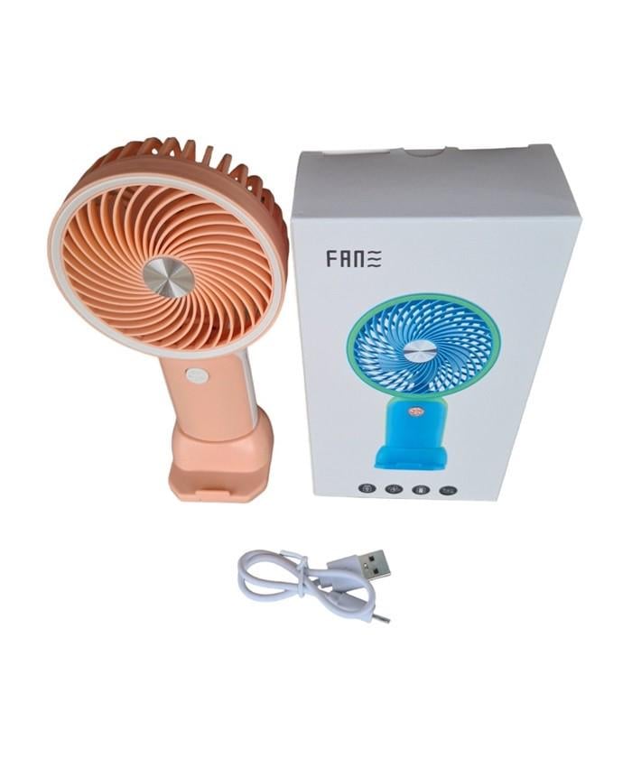 Вентилятор ручний Mini Fan HX09-1 акумуляторний з підставкою для телефону Персиковий з білим (ffb91a9b) - фото 4