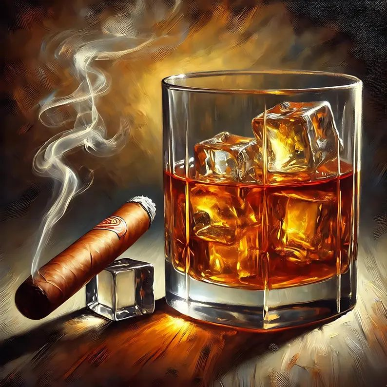 Алмазная мозаика Виски со льдом квадратные камни/без подрамника 40х40 см (32927376)