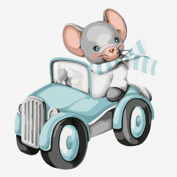 Картина по номерам Идейка Мышка-путешественница 30х30 см в термопакете (KHO2393)