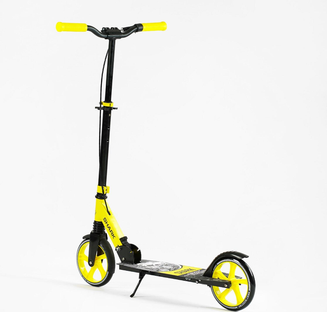 Самокат двоколісний Best Scooter SH-10865/4 SHARK з ручним гальмом/затискач керма/один амортизатор/в коробці/колеса PU 20 см (24996080) - фото 4