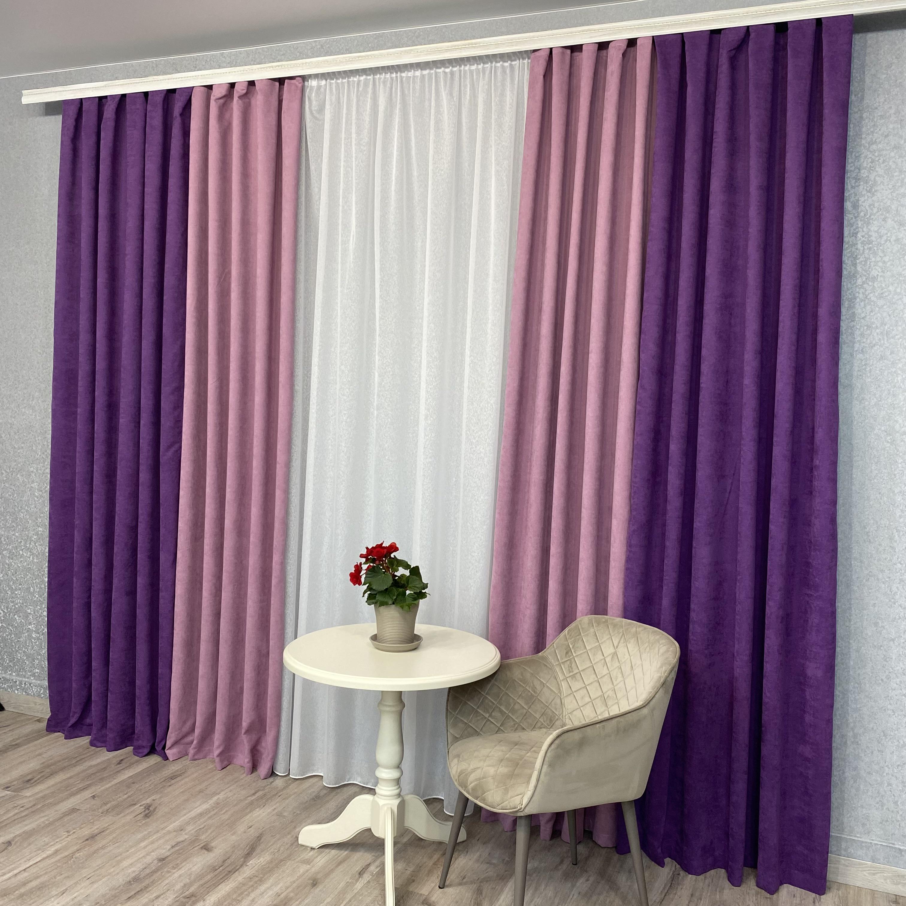 Штори мікровелюр TG Home Дует №450 1,50х2,70 м Фіолетово-рожевий (450-98/110) - фото 5