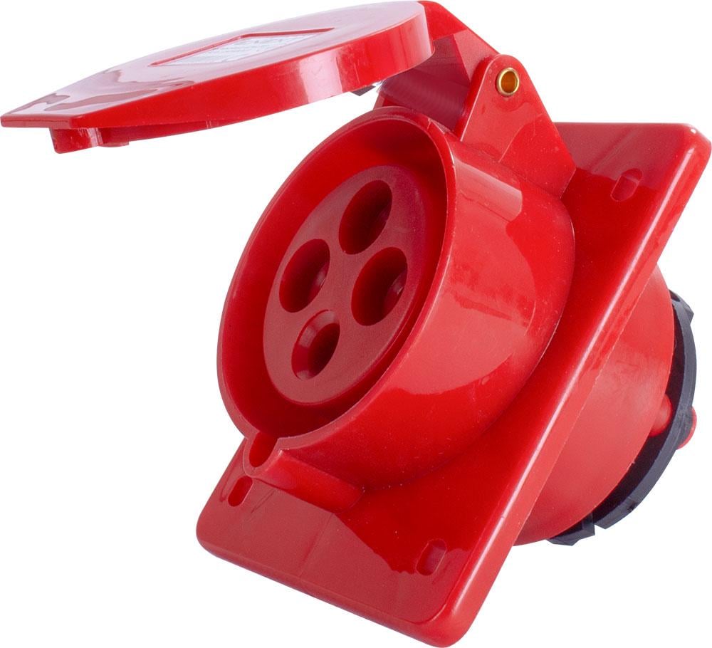 Силова розетка E.NEXT e.socket.pro.4.32.wall 3P+PE 32А 380 В вбудована IP44 Червоний (p012013)