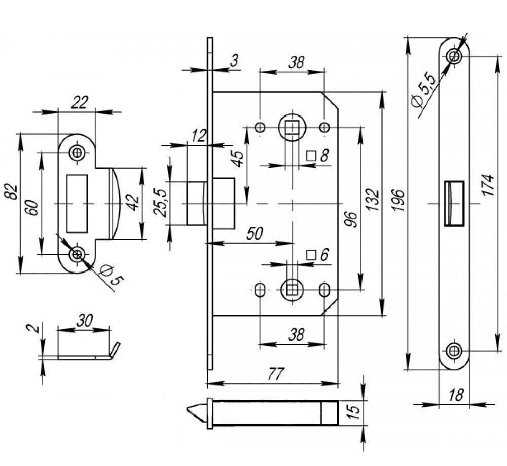 Защелка врезная ARMADILLO LH 96-50 UK GR Графит (39067) - фото 2