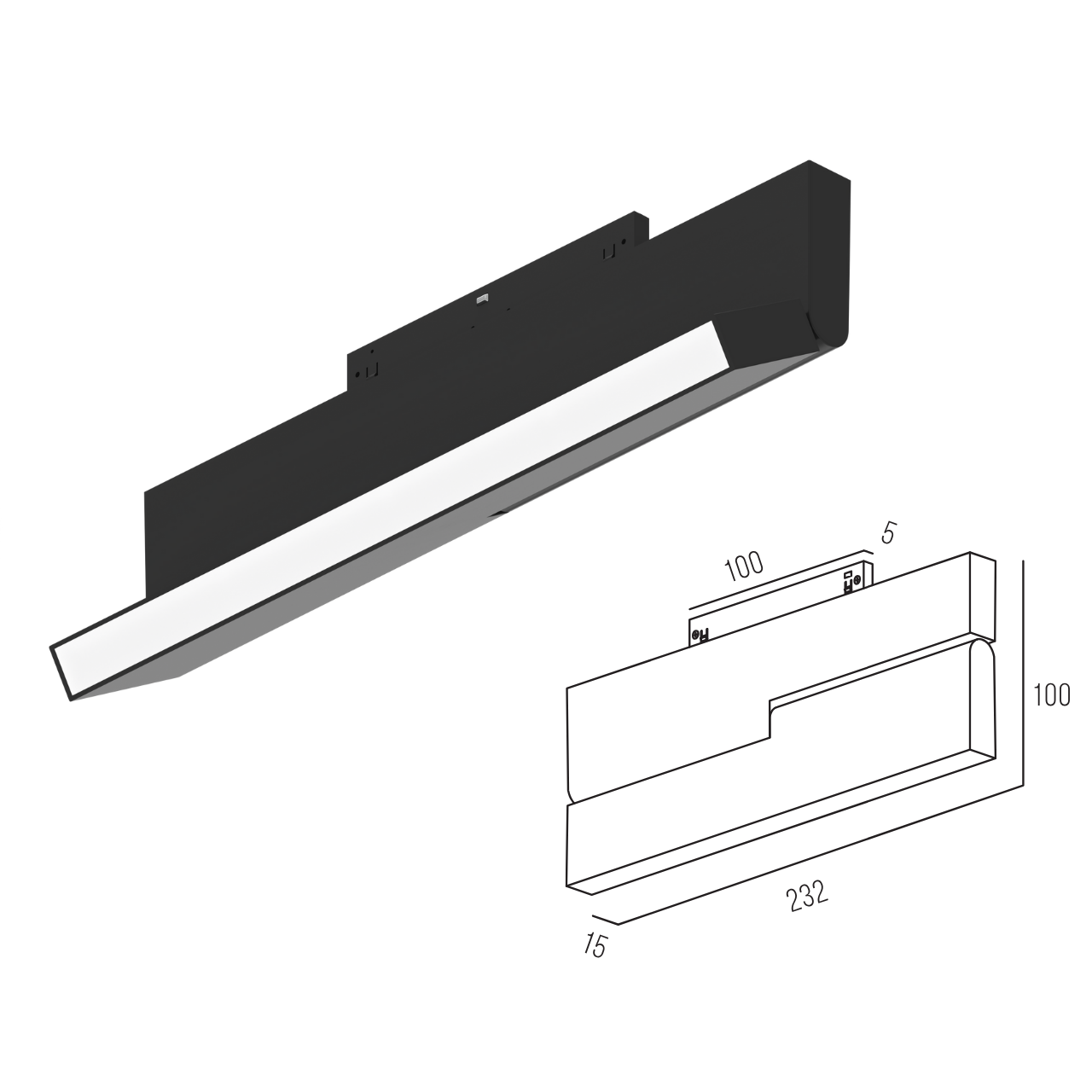 Світильник магнітний трековий MERALLI LINE BOX ROTABLE 232 12W 3000K/6000K регульована WIFI 2,4G TUYA Чорний (TRPVLBR232) - фото 2 Світильник магнітний трековий MERALLI LINE BOX ROTABLE 232 12W 3000K/6000K регульована WIFI 2,4G TUYA Чорний (TRPVLBR232) - фото 2