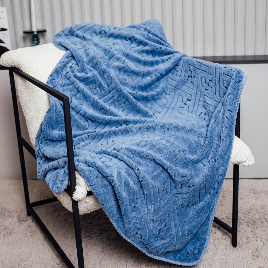 Полотенце для сауны DreamPlaid тиснение микрофибра 160х90 см Темно-синий (88111)