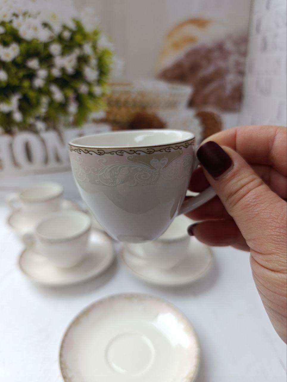 Сервіз кавовий SNT Перламутр порцеляна 100 мл 12 пр. Білий (15307) - фото 3 Сервіз кавовий SNT Перламутр порцеляна 100 мл 12 пр. Білий (15307) - фото 3