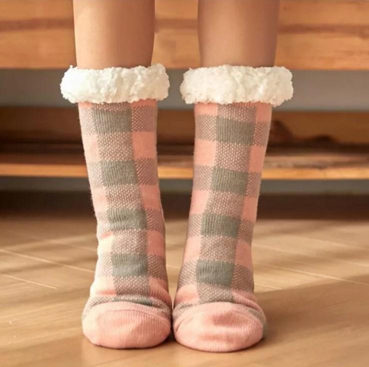 Шкарпетки-тапочки жіночі X-Socks в клітинку зимові р. 36-39 Рожевий/Сірий (56870597)