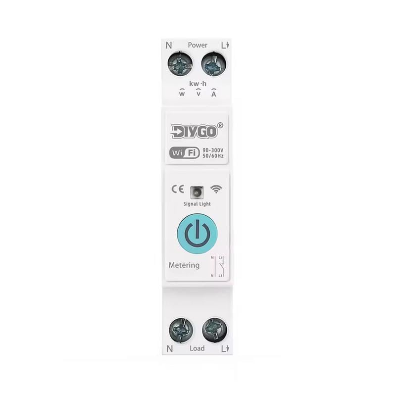 Умный WiFi выключатель DiyGo с счетчиками/таймером 1P+N 25A 230V Smart Life/Tuya (DGB-63TM-25A)