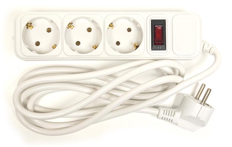 ᐉ Сетевой фильтр PowerPlant 1,8 м 3 розетки евростандарт