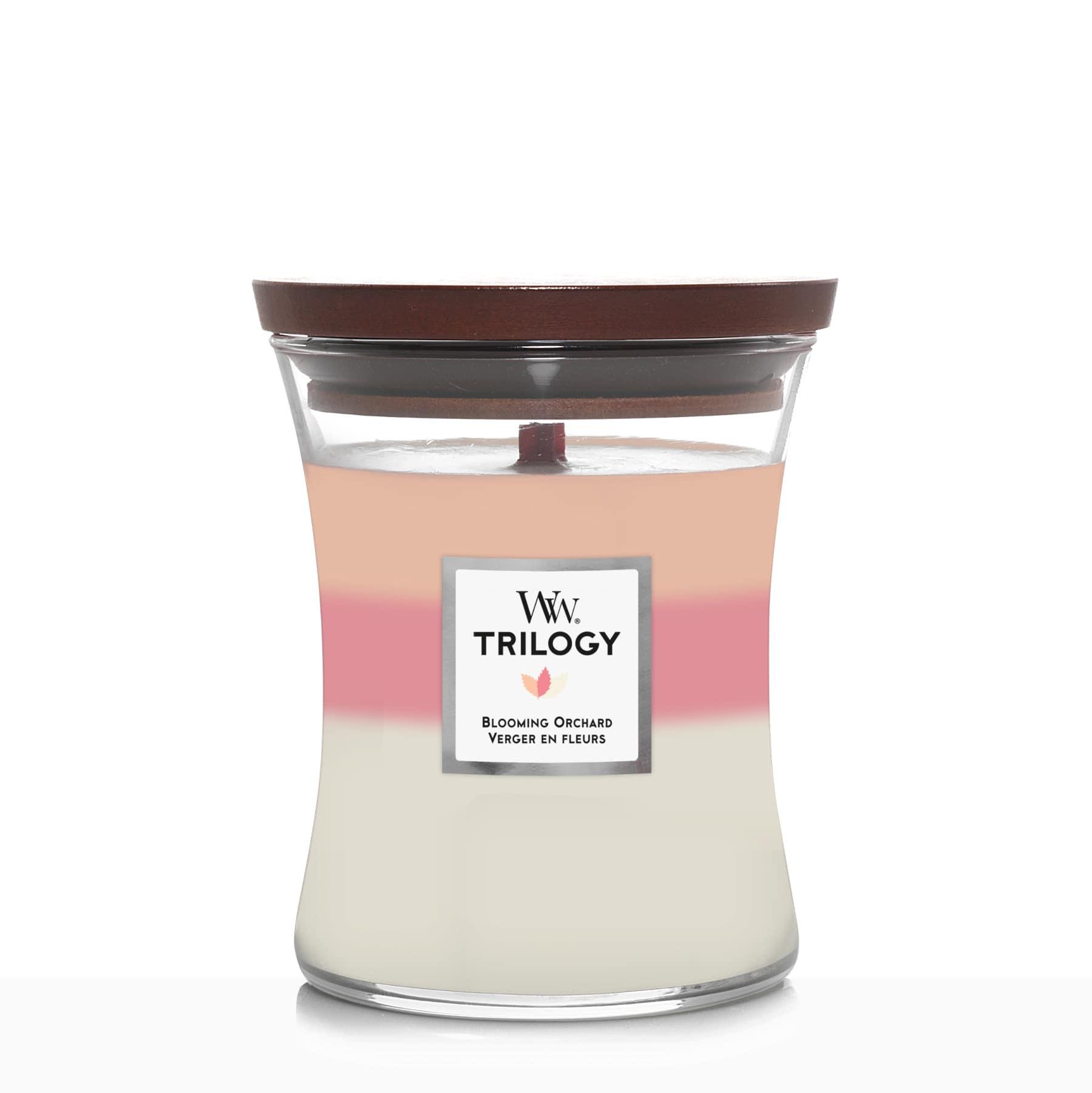 Ароматическая свеча с трехслойным ароматом Woodwick Medium Trilogy Blooming Orchard 275 г