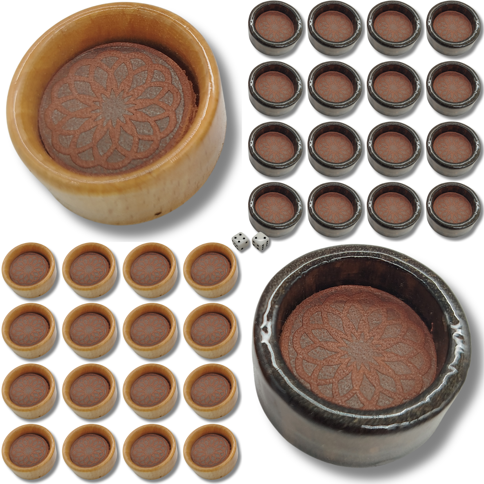 Фишки для нард штамп №9 с кожаной вставкой 25х12 мм (33732412)