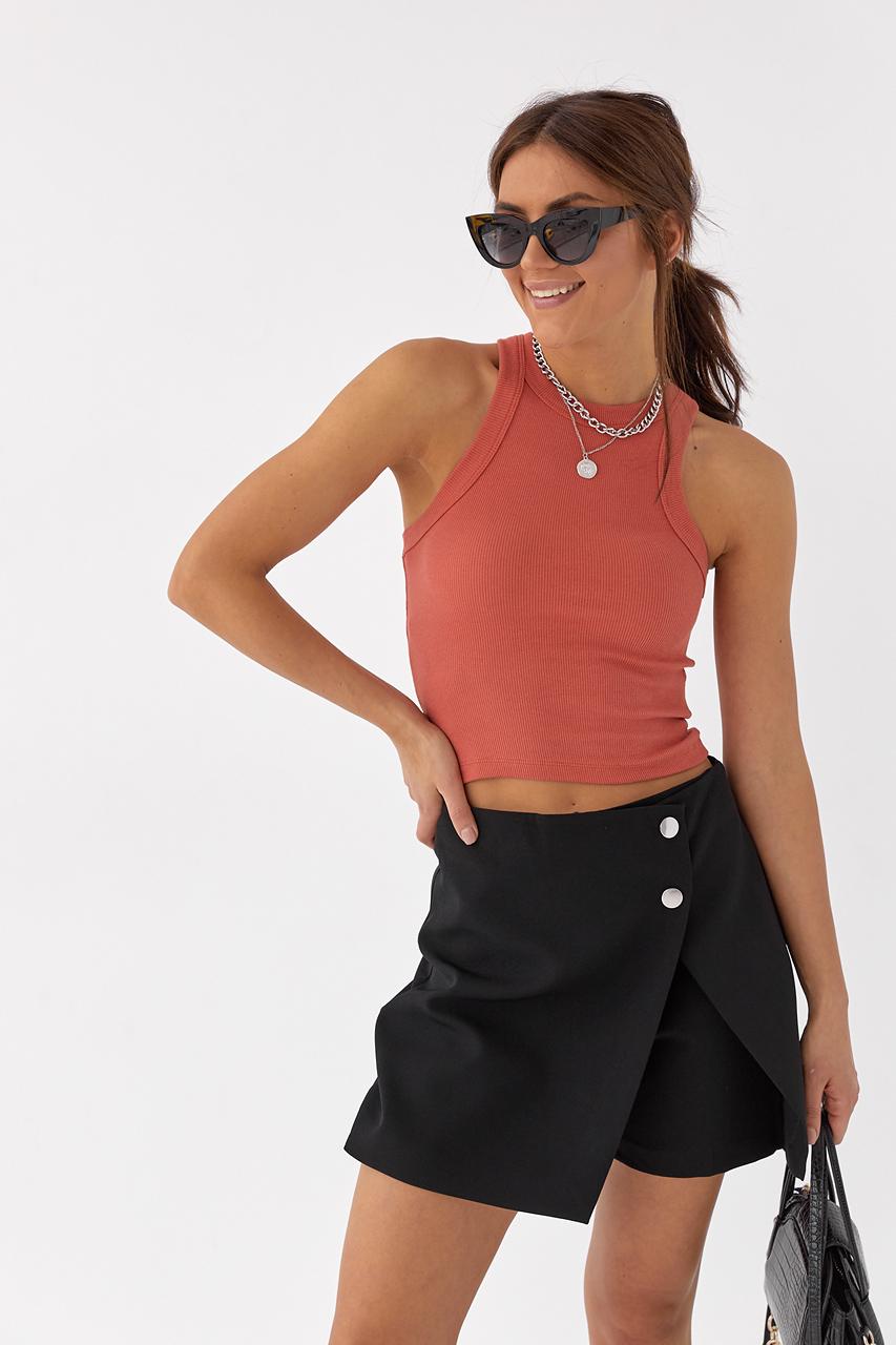 Майка-борцовка женская в рубчик QU STYLE M Терракотовый (9498391)