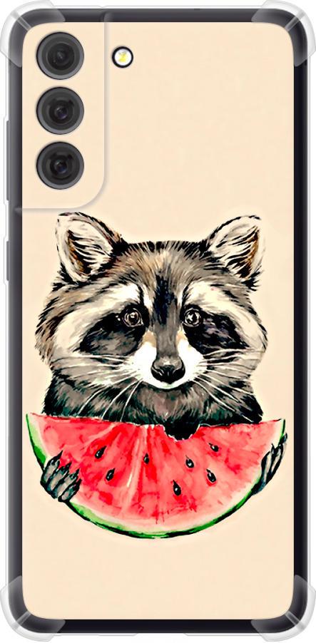Чохол на Samsung Galaxy S21 FE Єнотик з кавуном (4605sp-2302-42517)