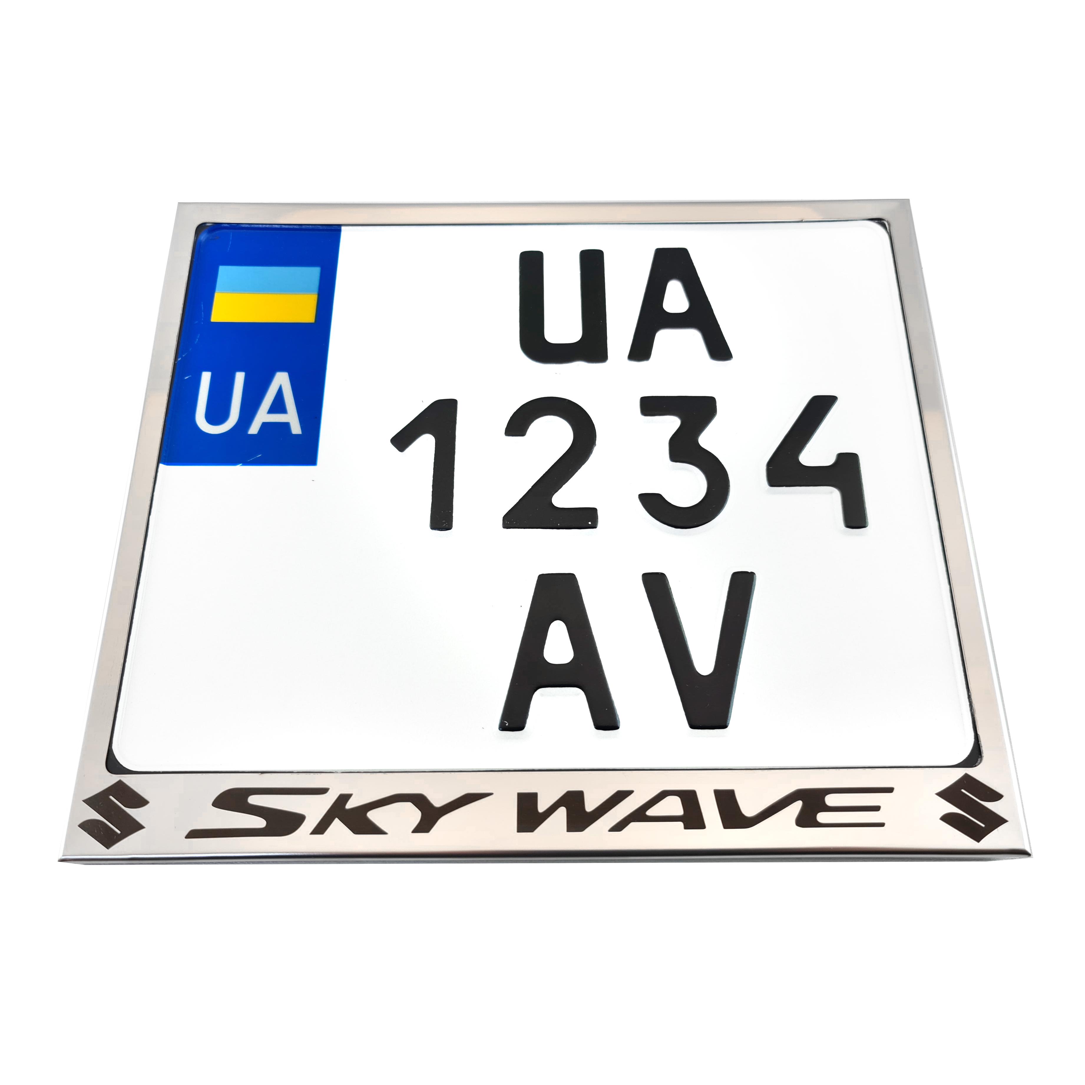 Рамка для мотоциклетного номера Suzuki SkyWave 174х220 мм Хром (VH-S1722SUSWSGL)