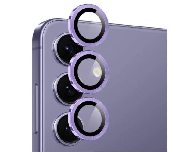 Защитное стекло с рамкой CD Pattern для Samsung Galaxy S25 FE на заднюю камеру Фиолетовый