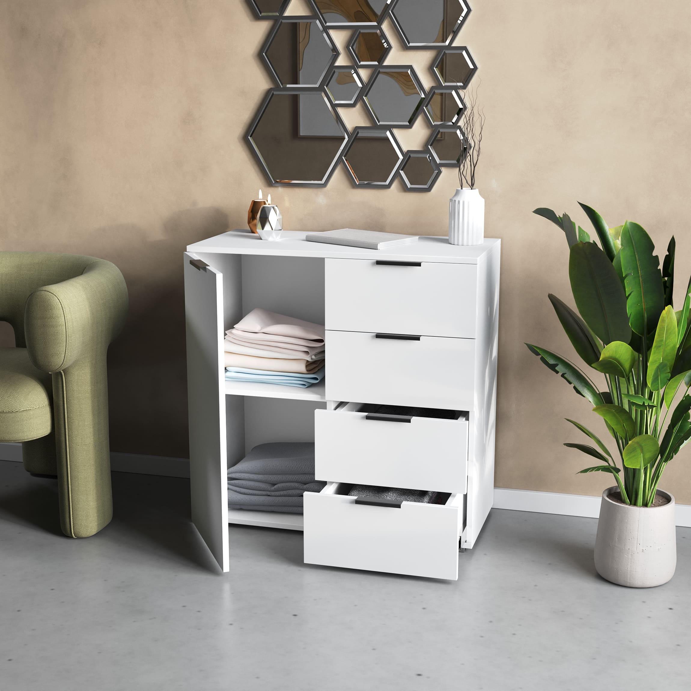 Комод №4 с ящиками и дверцами Белый (380221) - фото 1 Комод №4 с ящиками и дверцами Белый (380221) - фото 1