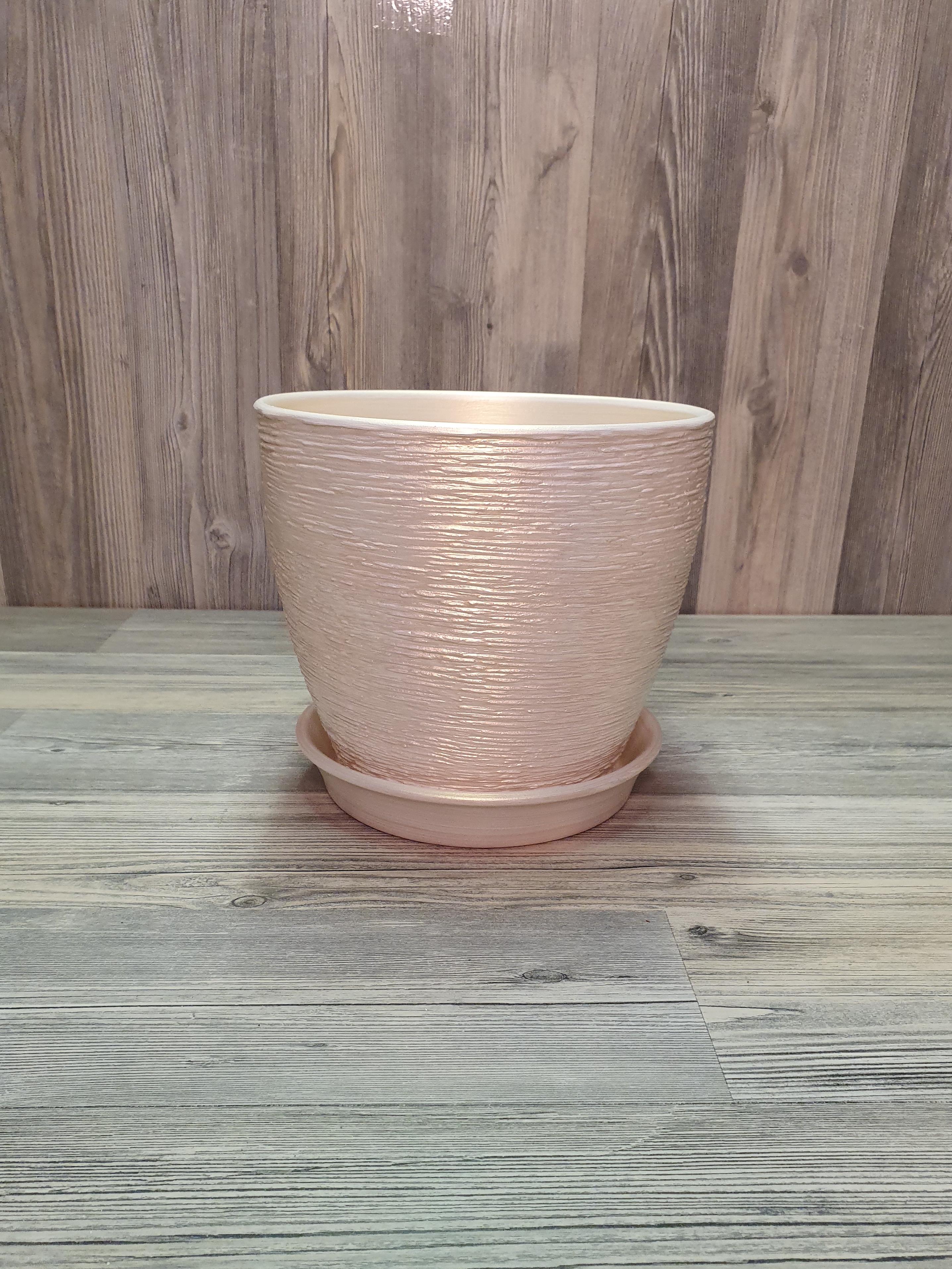 Горщик для рослин з піддоном 2,5 л Біло-золотий (5264) - фото 5