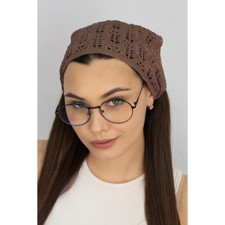 Косинка-бандана жіноча Braxton 1574 котонова ажурна One Size Коричневий (305215)
