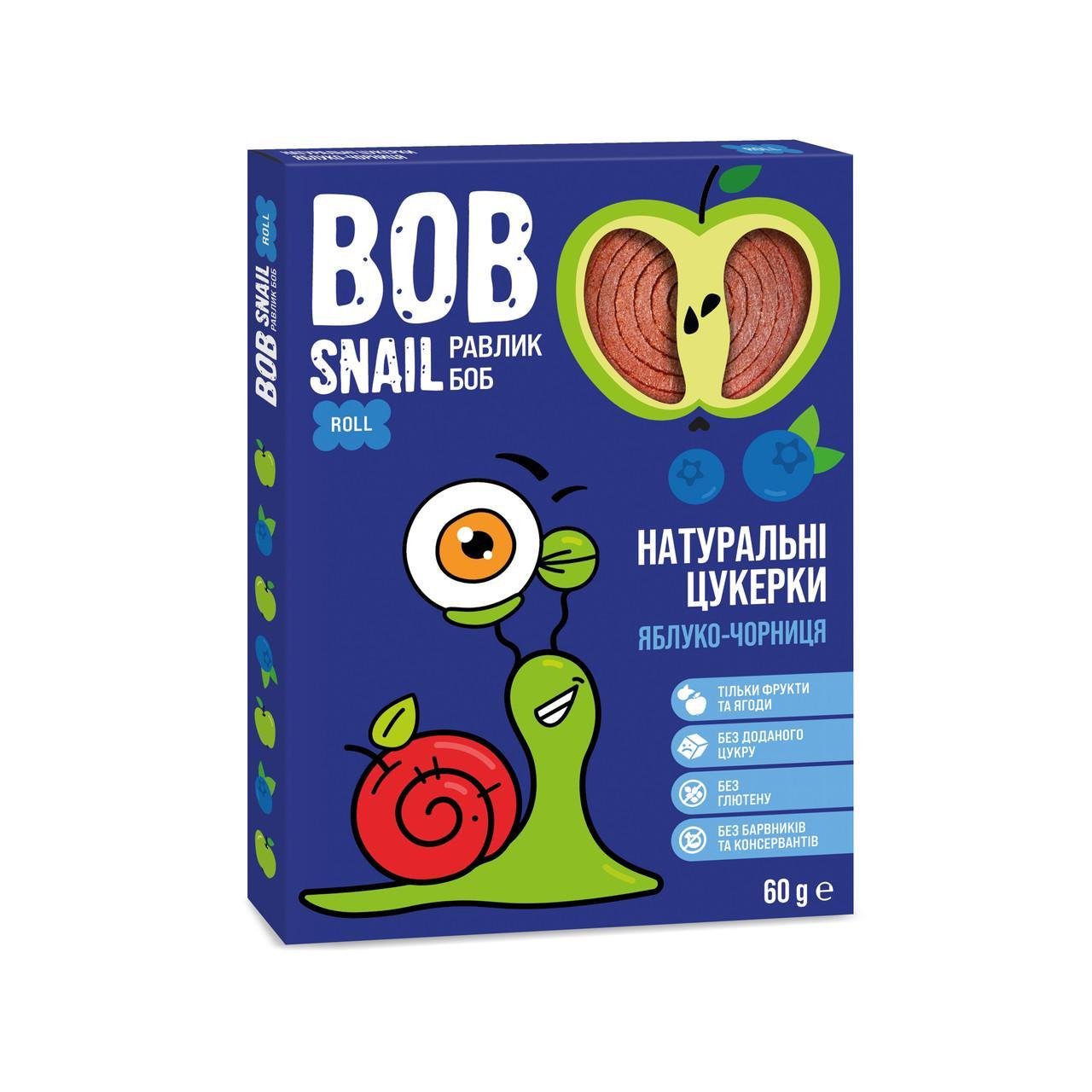 Цукерки натуральні фруктово-ягідні Bob Snail Яблуко-чорниця 60 г (2303827397)