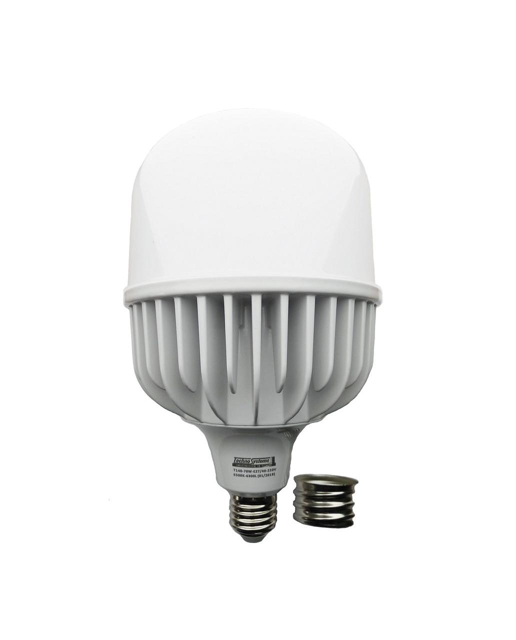 Лампа светодиодная TechnoSystems Bulb T140 70Вт E27 E40 6500K 6300Лм Alum ICCD (5000108) - фото 1