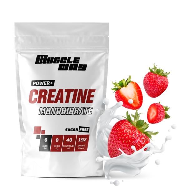 Креатин моногидрат MuscleWay POWER+ 99,9% без сахара Клубника 500 г на 100 порций (21-125-cre-mw-rs500.k)