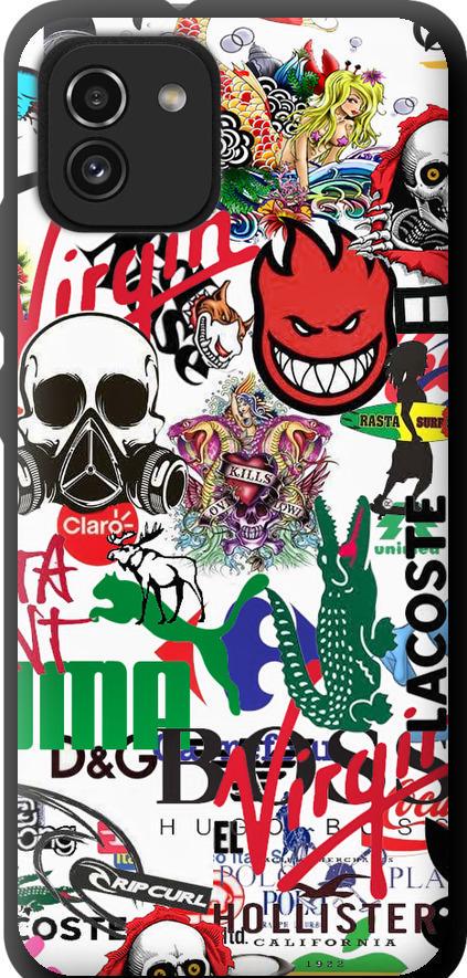 Чехол на Samsung Galaxy A03 A035F Many different logos (4022b-2499-42517) Чехол на Samsung Galaxy A03 A035F Many different logos (4022b-2499-42517)