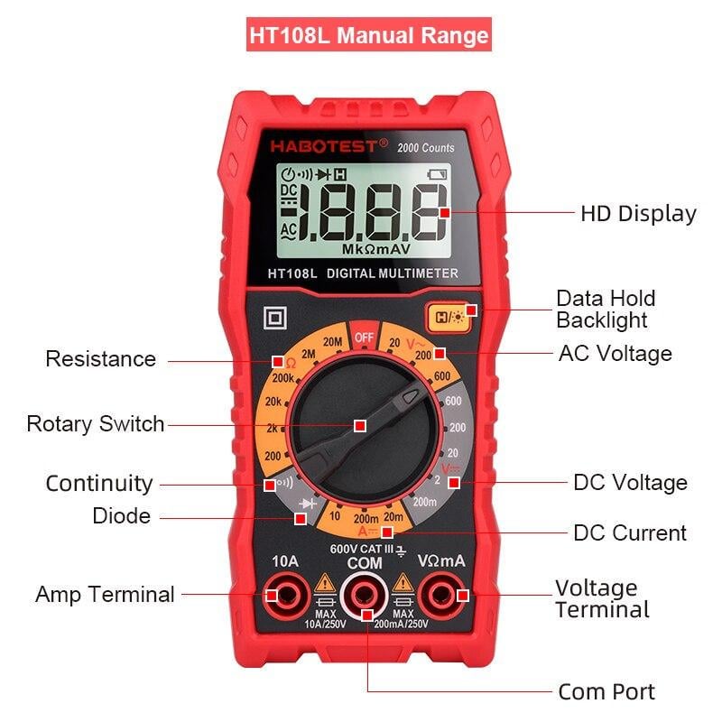 Цифровой мультиметр Habotest HT108L - фото 3