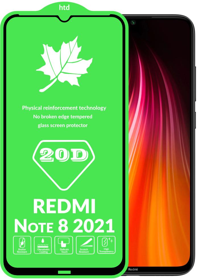 Защитное стекло 20D Glass Xiaomi Redmi Note 8 2021 большой радиус (22731)
