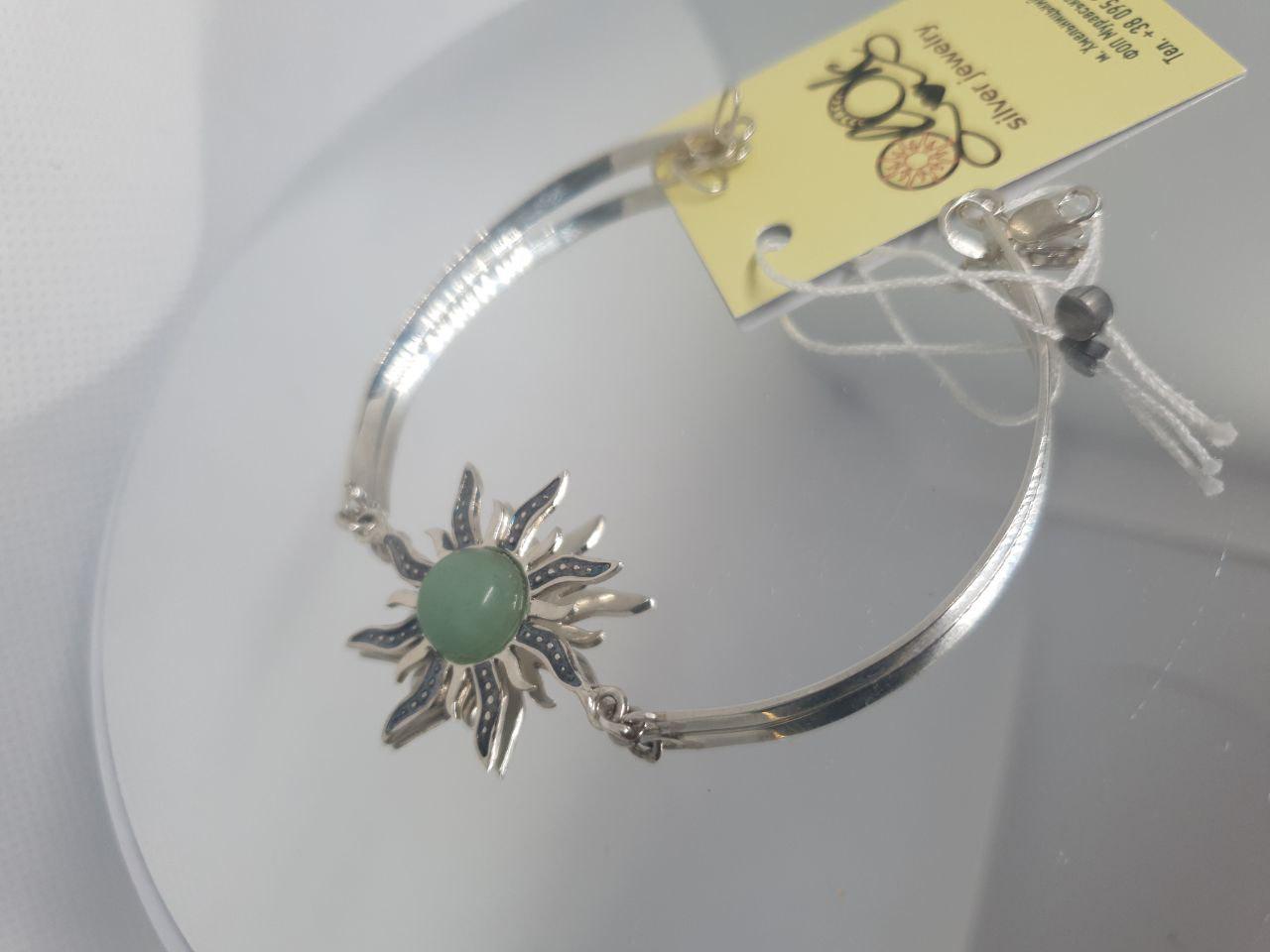 Браслет срібний Сонце з камінням нефрит 925 проба (2607612427) - фото 8