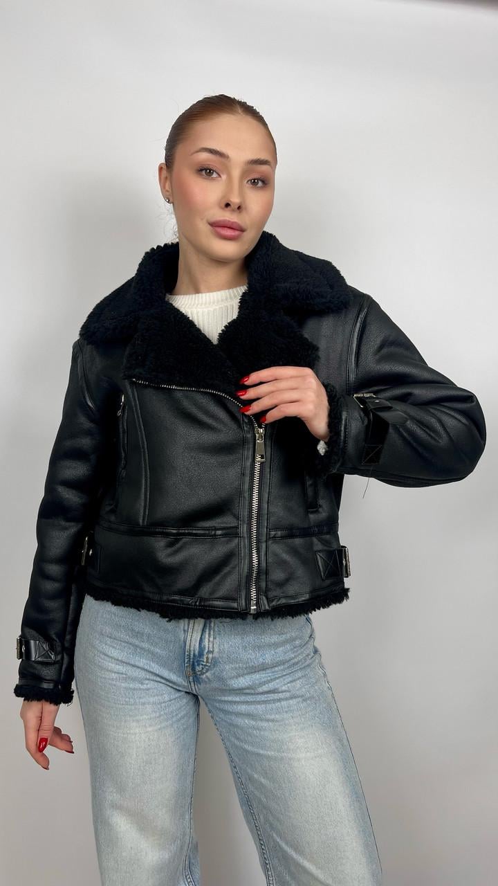 Дублянка жіноча Бренд #F2418-02 M Чорний (23918499) - фото 4 Дублянка жіноча Бренд #F2418-02 M Чорний (23918499) - фото 4