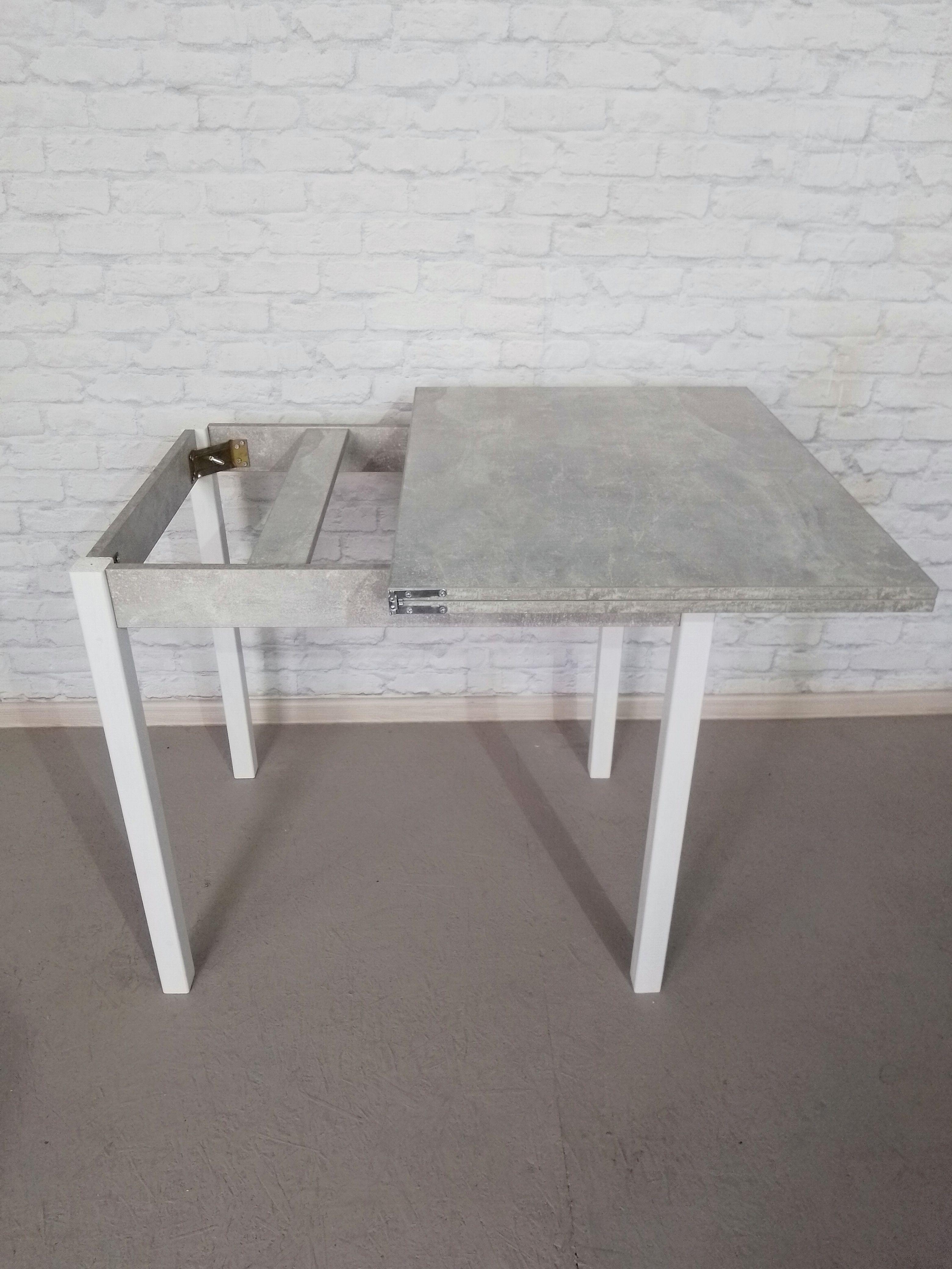 Обеденный стол Вента раскладной ножки деревянные 80х60х75 см Бетон/Белый (0007) - фото 3 Обеденный стол Вента раскладной ножки деревянные 80х60х75 см Бетон/Белый (0007) - фото 3