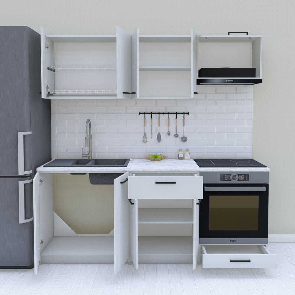 Кухня модульная готовая 2 м 200 см Светло-серый (МП37) - фото 2 Кухня модульная готовая 2 м 200 см Светло-серый (МП37) - фото 2