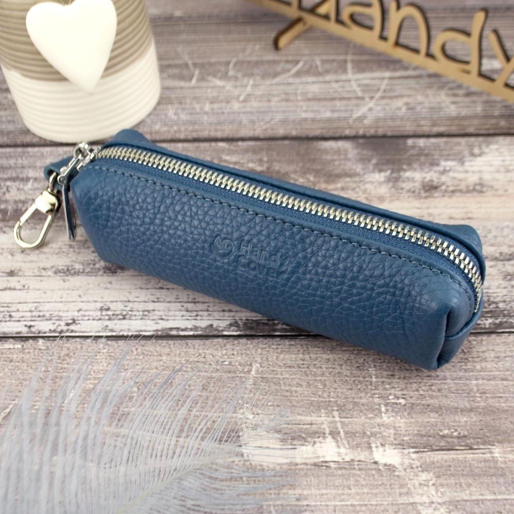 Ключница кожаная женская HC-110 на молнии Темно-голубой - фото 7