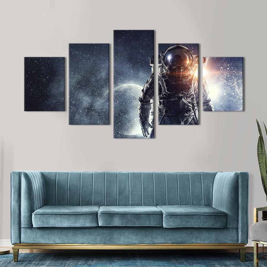 Модульная картина из 5 частей Астронавт на фоне космоса 187x94 см (516-52)