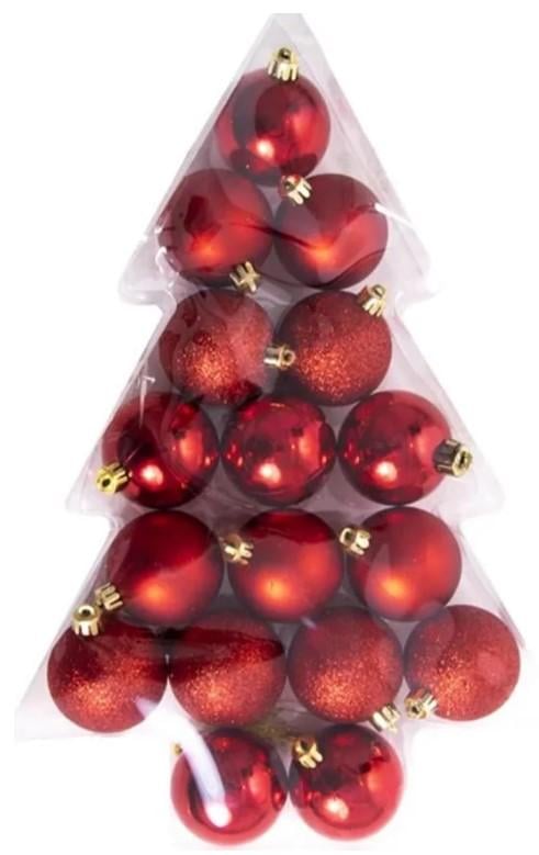 Набор шаров пластиковых новогодних 17 шт. D-5 см Красный (43138)