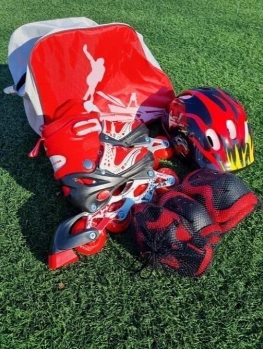 Набор детский ролики с защитой/шлемом/наколенниками S 28-33 см Красный - фото 3 Набор детский ролики с защитой/шлемом/наколенниками S 28-33 см Красный - фото 3