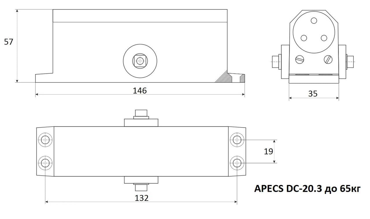 Дотягувач дверний Apecs DC-20.3 WН до 65 кг Білий (00001713) - фото 3