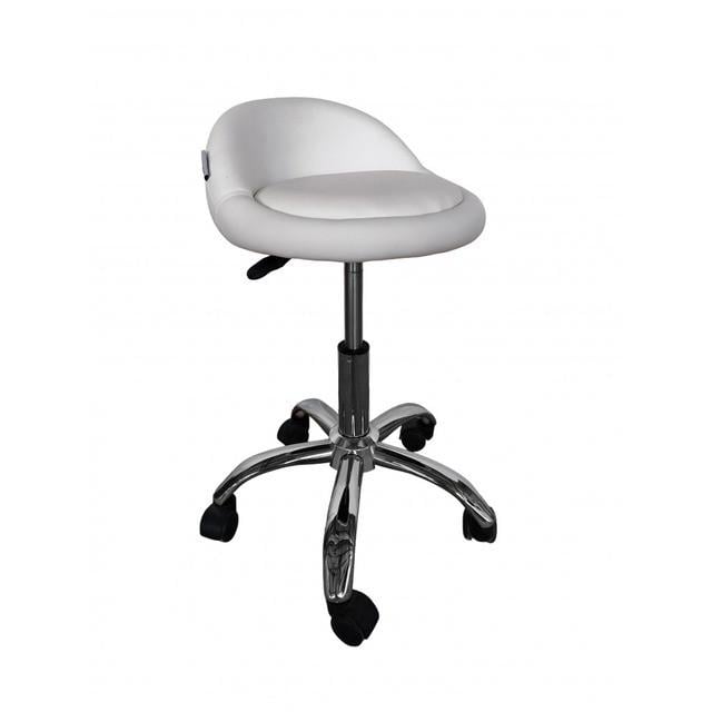 Кресло табурет Bonro B-498 на колесах со спинкой круглое Белый (2687338507)